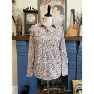 BODEN 8 Women’s Paisley Floral Button Down Classic Cotton Shirt Career Boho M